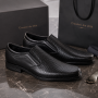 Pantofi bărbați negri din piele naturală slip-on cu textură fină PB2265ELN